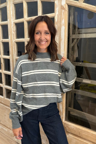 Laura Charcoal Striped Sweater - Just Dani Boutique + Color Studio