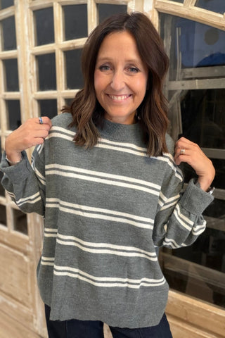 Laura Charcoal Striped Sweater - Just Dani Boutique + Color Studio