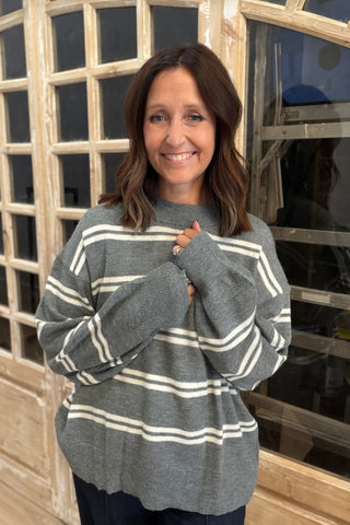 Laura Charcoal Striped Sweater - Just Dani Boutique + Color Studio