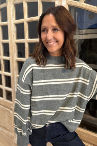 Laura Charcoal Striped Sweater - Just Dani Boutique + Color Studio