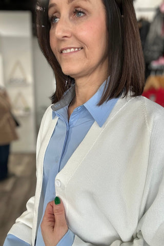 Lauren Off White Button Front Cardigan - The Funky Zebras Clear Lake