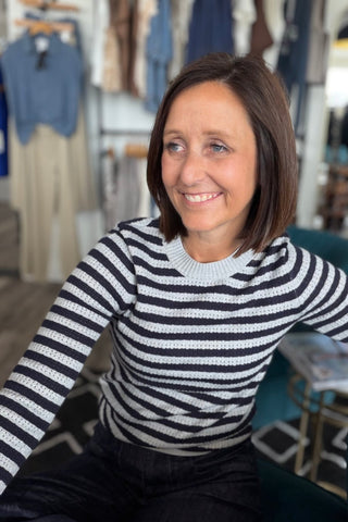 Lawson Striped Navy Sweater - Just Dani Boutique + Color Studio