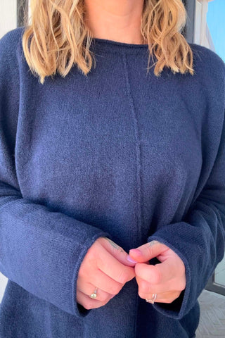 Layla Navy Rolled Knit Sweater - Just Dani Boutique + Color Studio
