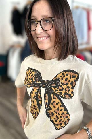 Leopard Bow Tee - The Funky Zebras Clear Lake