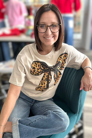 Leopard Bow Tee - The Funky Zebras Clear Lake