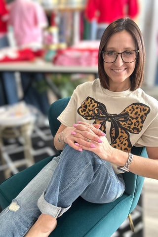 Leopard Bow Tee - The Funky Zebras Clear Lake