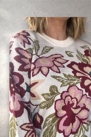 Mariel Cream Bold Floral Sweater