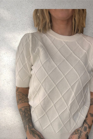 Greta Textured Argyle Pattern Cozy Knitted Sweater