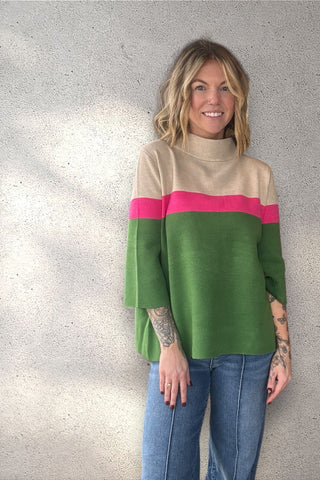 Sammie Color Block Mock Sweater