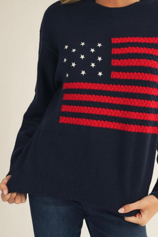 Lilian American Flag Sweater - Just Dani Boutique + Color Studio