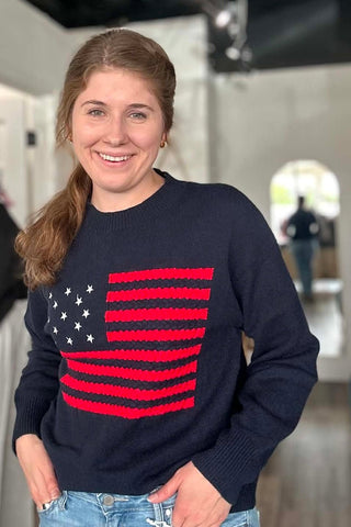 Lilian American Flag Sweater - Just Dani Boutique + Color Studio