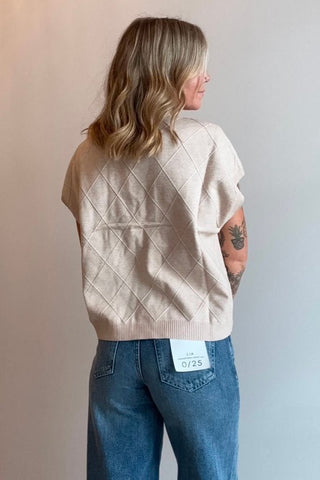 Lillian Taupe Drop Shoulder Mock Neck Sweater Vest - Just Dani Boutique + Color Studio