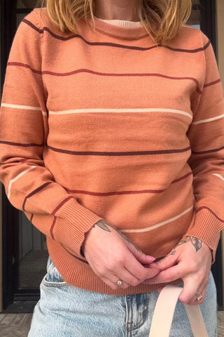 Lisa Double Layered Terracotta Stripe Sweater - Just Dani Boutique + Color Studio