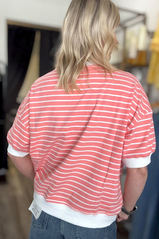 Lisa Striped Coral Pullover Top - Just Dani Boutique + Color Studio