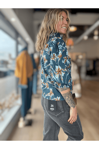 Logan Floral Teal Top - Just Dani Boutique + Color Studio