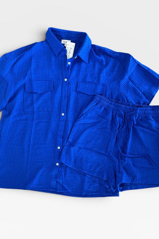 Lola Royal Blue Button Down & Shorts Set - Just Dani Boutique + Color Studio