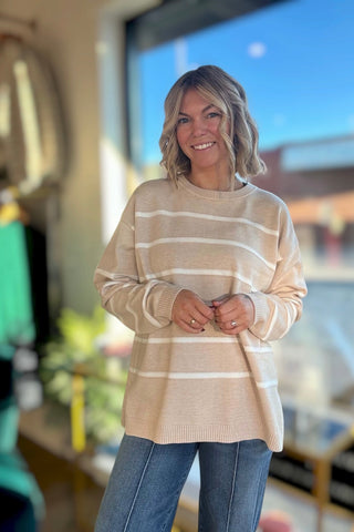 Lorali Round Neck Striped Sweater - Just Dani Boutique + Color Studio