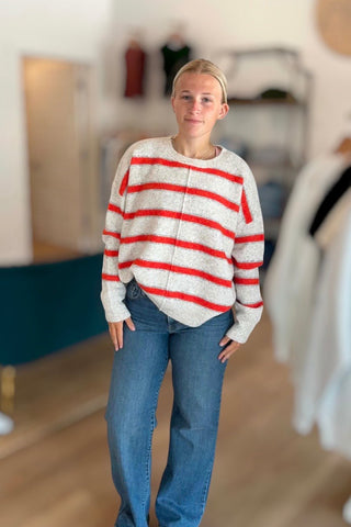 Lottie Oatmeal & Orange Color Block Sweater - Just Dani Boutique + Color Studio
