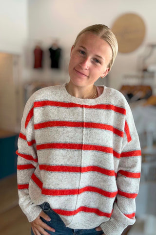 Lottie Oatmeal & Orange Color Block Sweater - Just Dani Boutique + Color Studio