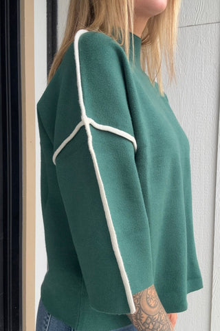 Mae Green Three Quarter Mock Sweater - Just Dani Boutique + Color Studio
