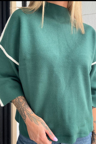 Mae Green Three Quarter Mock Sweater - Just Dani Boutique + Color Studio