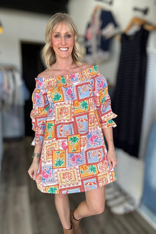 Maeve Ruffled Off Shoulder Mini Dress - The Funky Zebras Clear Lake