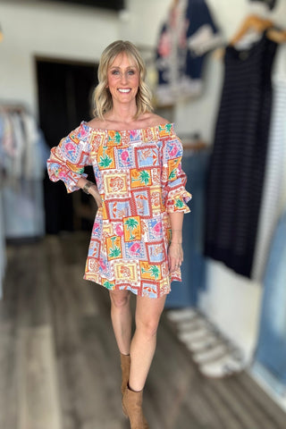 Maeve Ruffled Off Shoulder Mini Dress - The Funky Zebras Clear Lake