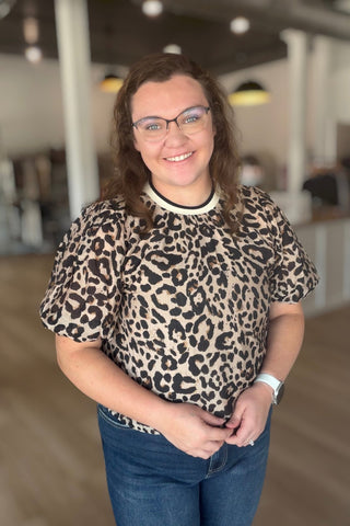 Margie Puff Sleeve Animal Print Top - Just Dani Boutique + Color Studio