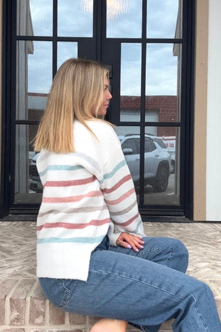 Maribel Multi Striped Hi-low Sweater - Just Dani Boutique + Color Studio