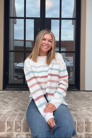 Maribel Multi Striped Hi-low Sweater - Just Dani Boutique + Color Studio