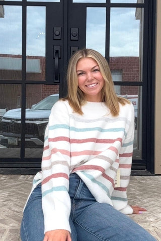 Maribel Multi Striped Hi-low Sweater - Just Dani Boutique + Color Studio