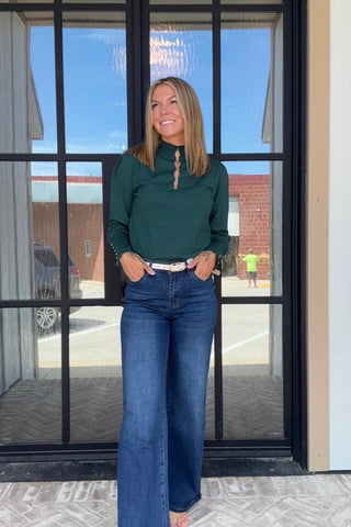 Marie Forest Green Knitted Sweater - Just Dani Boutique + Color Studio