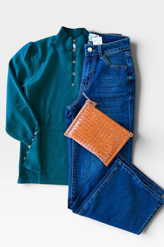 Marie Forest Green Knitted Sweater - Just Dani Boutique + Color Studio