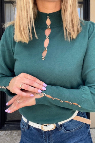 Marie Forest Green Knitted Sweater - Just Dani Boutique + Color Studio