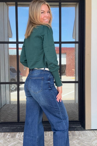 Marie Forest Green Knitted Sweater - Just Dani Boutique + Color Studio