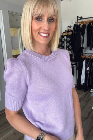 Marie Lavender Round Neck Knit Sweater Top - Just Dani Boutique + Color Studio