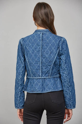 Marie ZIP - UP FRONT CLOSURE QUILTED DENIM JACKET - The Funky Zebras Clear Lake