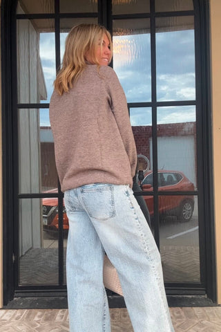 Mariela Mocha Center Seam Rolled Sweater - Just Dani Boutique + Color Studio