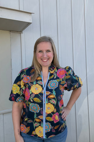 Marina Puff Sleeve Floral Top - The Funky Zebras Clear Lake