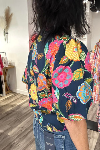 Marina Puff Sleeve Floral Top - The Funky Zebras Clear Lake