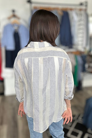 Marissa Mixed Stripe Button Up Top - The Funky Zebras Clear Lake