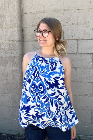 Marlee Blue Printed Cami - Just Dani Boutique + Color Studio