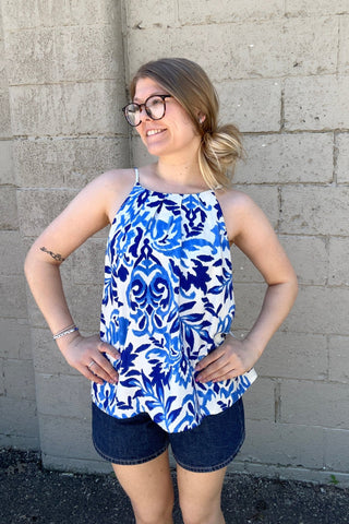 Marlee Blue Printed Cami - Just Dani Boutique + Color Studio