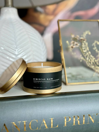 Matte Gold Travel Tin Soy Candle - The Funky Zebras Clear Lake