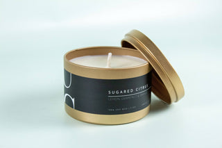 Matte Gold Travel Tin Soy Candle - The Funky Zebras Clear Lake