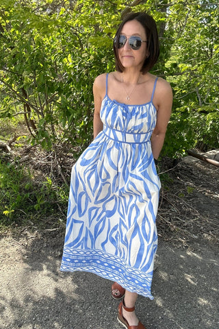 Meghan Ikat Border Print Smocked Midi Dress - Just Dani Boutique + Color Studio