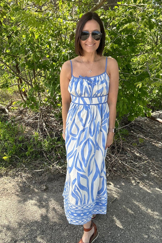 Meghan Ikat Border Print Smocked Midi Dress - Just Dani Boutique + Color Studio