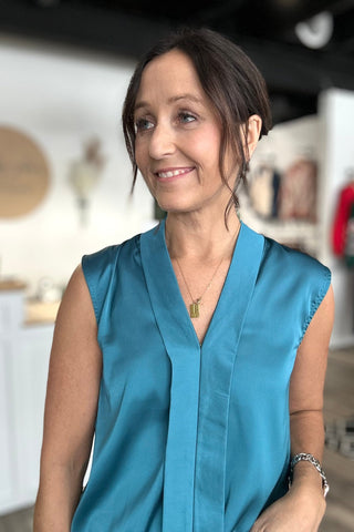 Mel Satin Sleeveless Blouse - The Funky Zebras Clear Lake