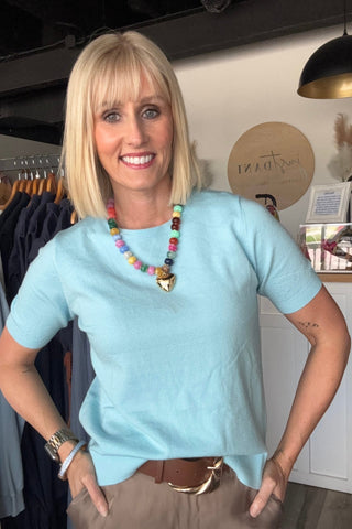 Melanie Stretch Blue Sweater - Just Dani Boutique + Color Studio