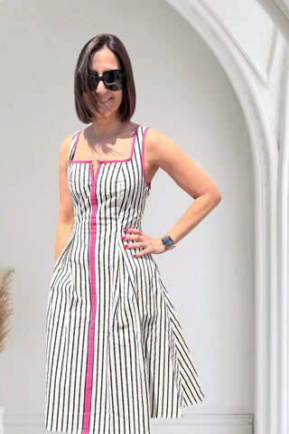 Mia Striped Fit & Flare Dress - Just Dani Boutique + Color Studio